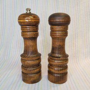 Vintage Woodcrest By Styson Wood Salt Shaker Pepper Grinder Japan Midcentury